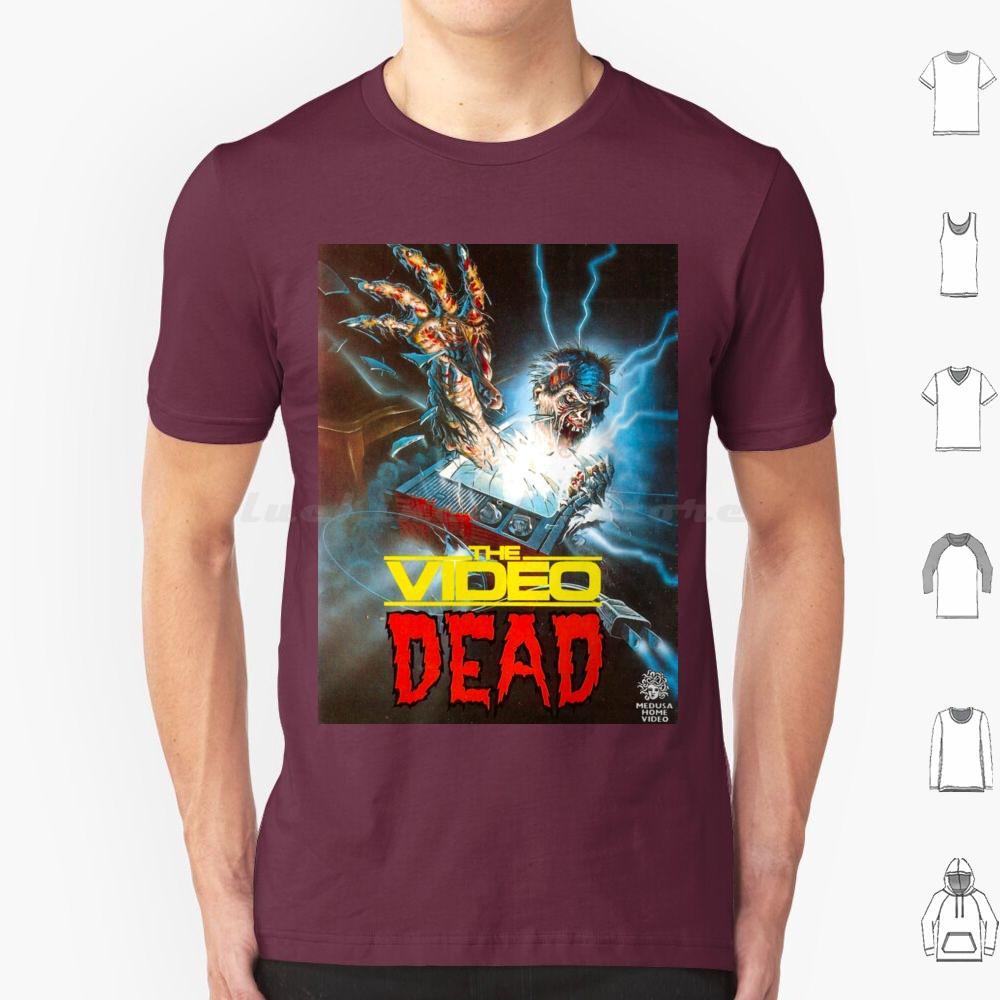 The Video Dead  Cropped  T Shirt Big Size 100 Cotton Video Dead Vhs Dead Zombie 80s Nastie Film Cinema Tape Cassette Rental S