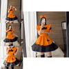 Süßes Lolita Kürbis Dienstmädchen Halloween Party Kostümkleid mit Kopfschmuck