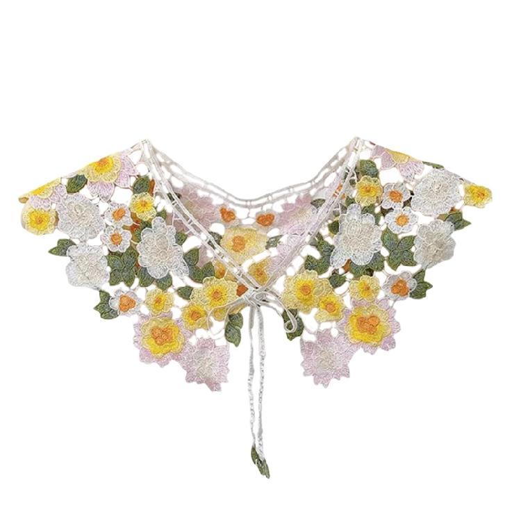Elegant Lace Flower Crochet Collar Decorative Shawl Shoulder Wrap for Spring Dresses Detachable Collar for Female жёлтый