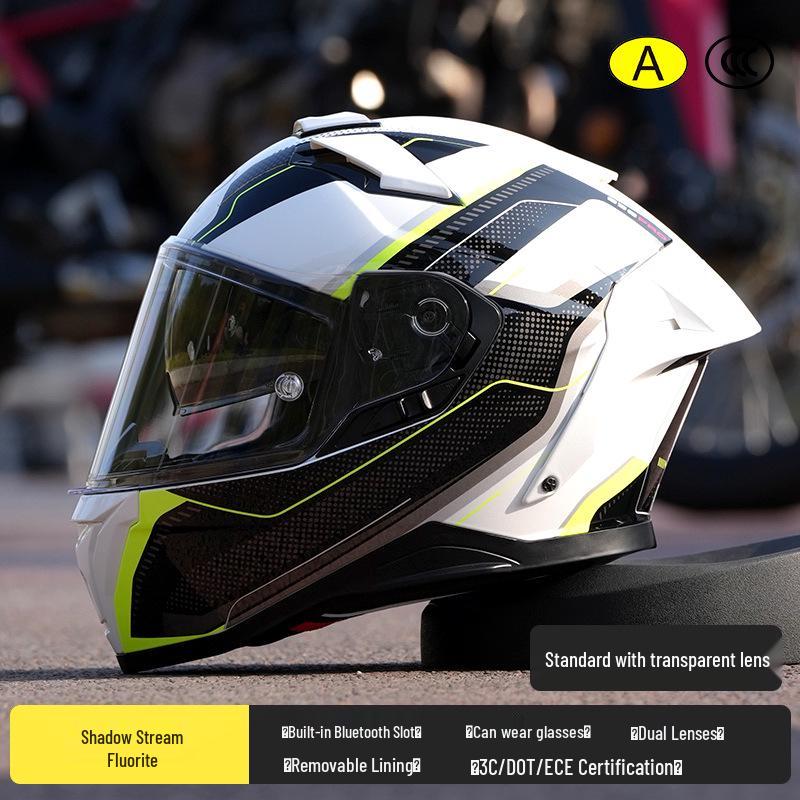 RSV Motorcycle Helmet with Double Visor, Men's Full Face, All-Season, Universal Fit, 3C Certified (Model 939)