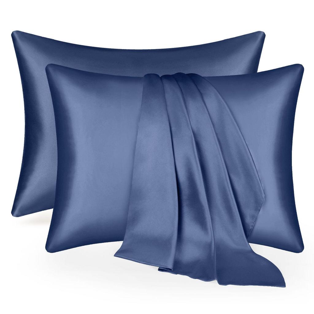 Solid Color Ice Silk Satin Zipper Pillowcase