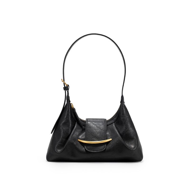 

Normcore Genuine Leather Hobo Underarm Bag Women 2025 New Arrival Women s Cross-Body Bag Easiest for Match Commuter Bag One Shoulder Baguette Bag Deep Black