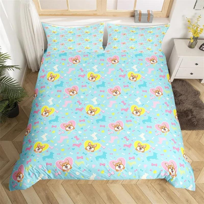 Cute Fox Duvet Cover Cartoon Animal Bedding Set Microfiber Botanical Tree Branches Comforter Cover Twin King For Kids Boys Girls
