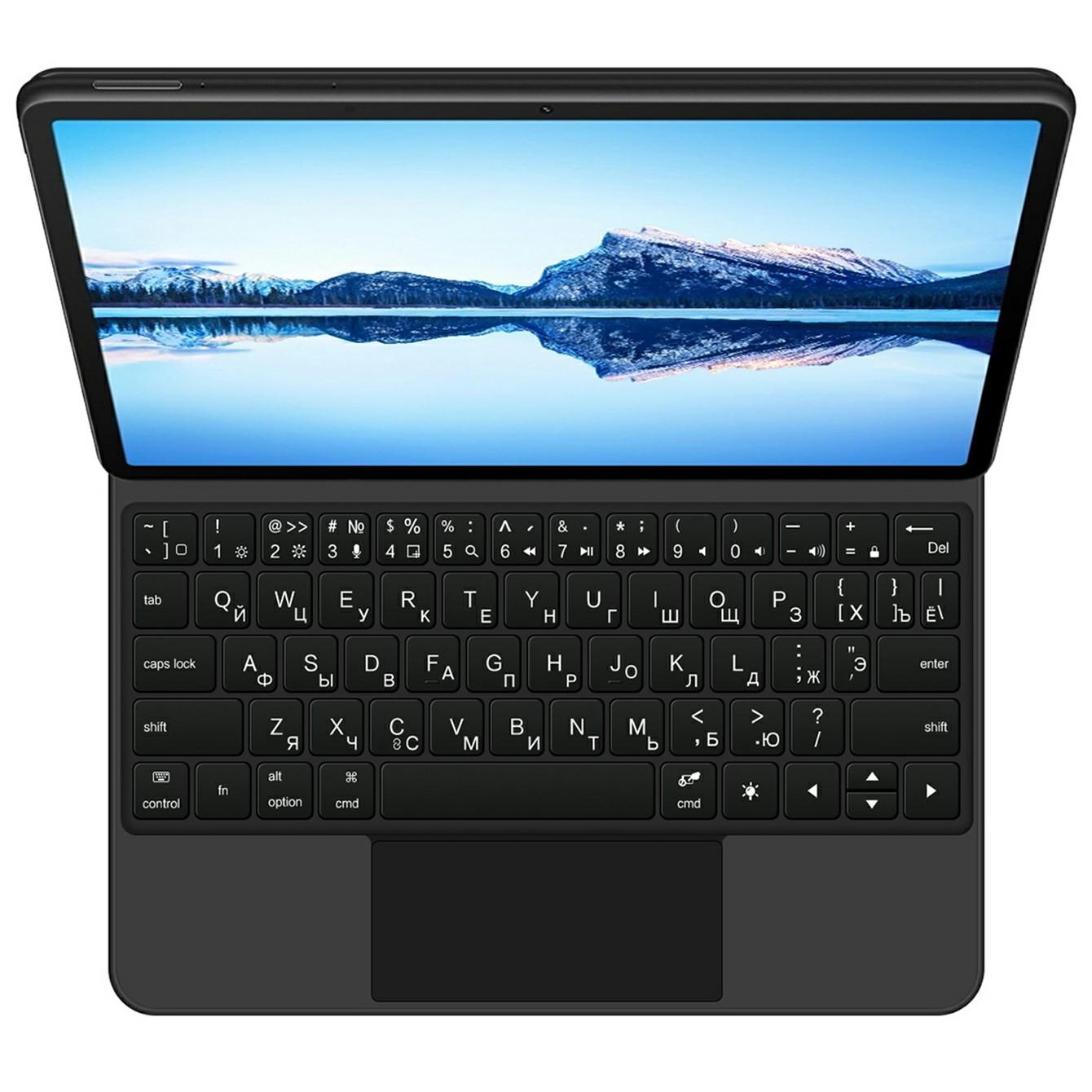 

For Huawei Qingyun C7 (2nd Gen) Magnetic Floating Bluetooth-compatible Keyboard (Russian)+Leather Tablet Case A