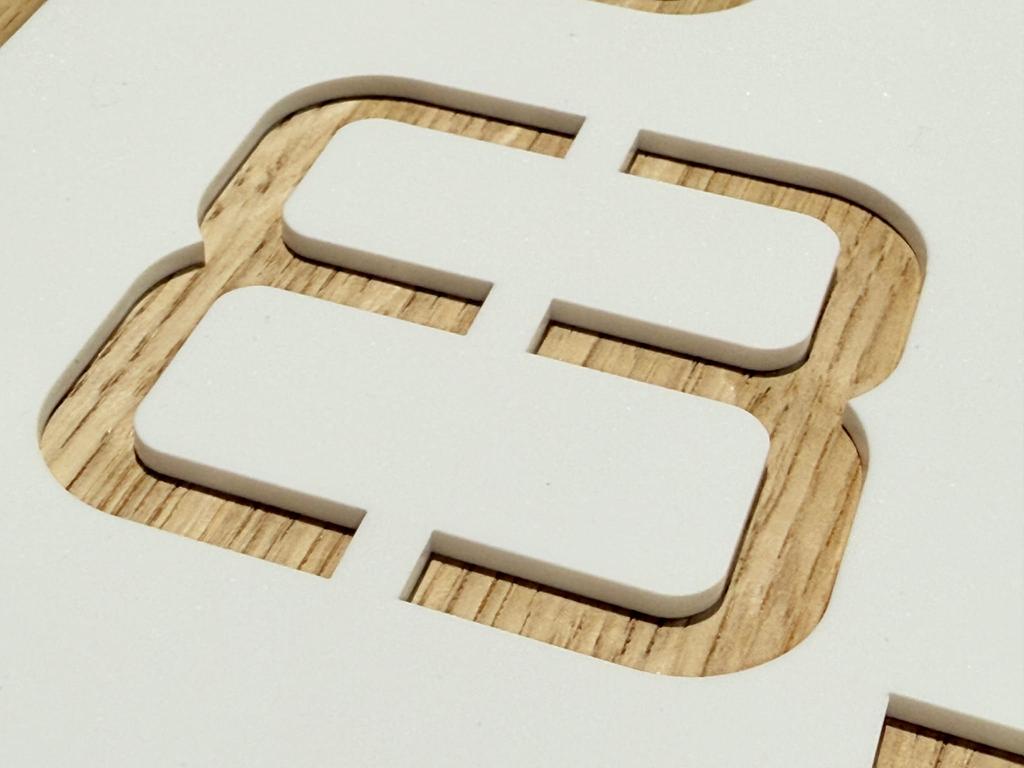 Digits oak wall clock 50cm white