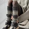 Retro Fair Isle Knit Leg Warmers: Chunky, Slimming Knee-High Socks for Autumn/Winter