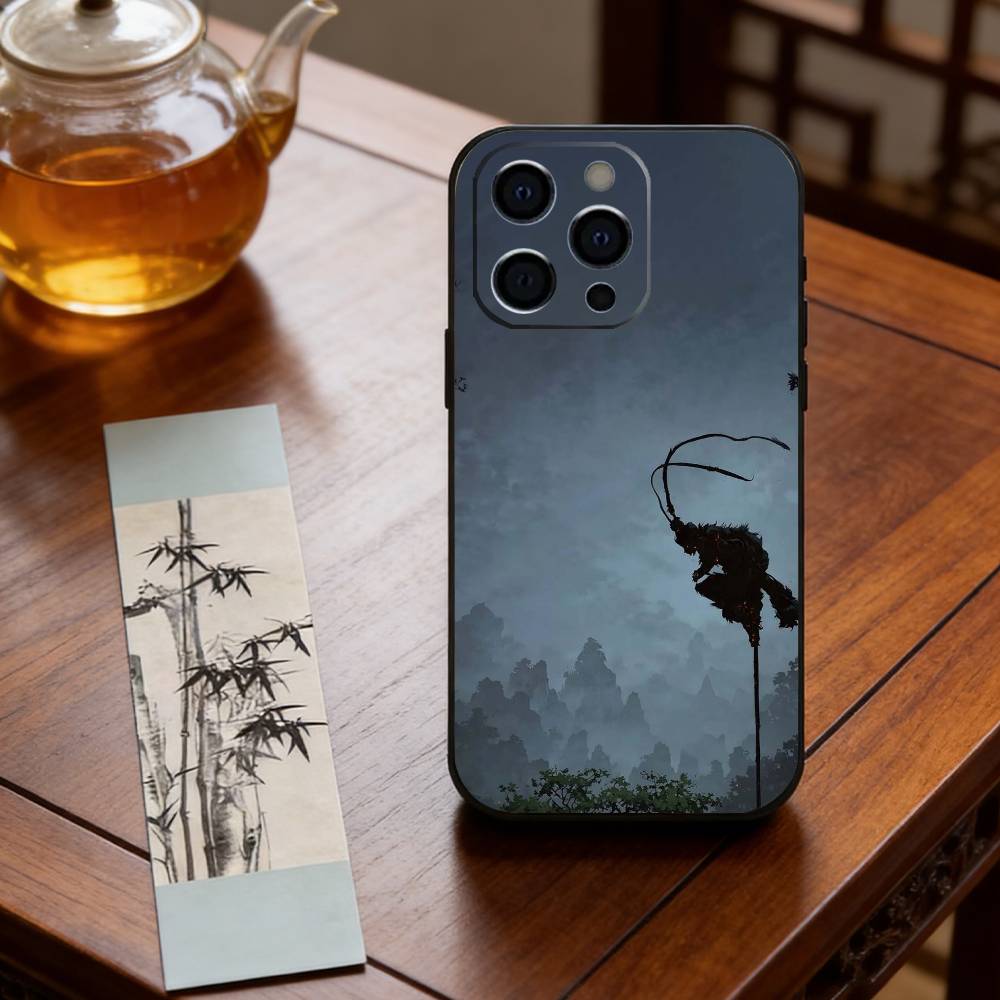 Black Myth WuKong Phone Case For iPhone 17, 16,15,14,13,12,11 Plus,Pro Max, Others Soft Black Cover