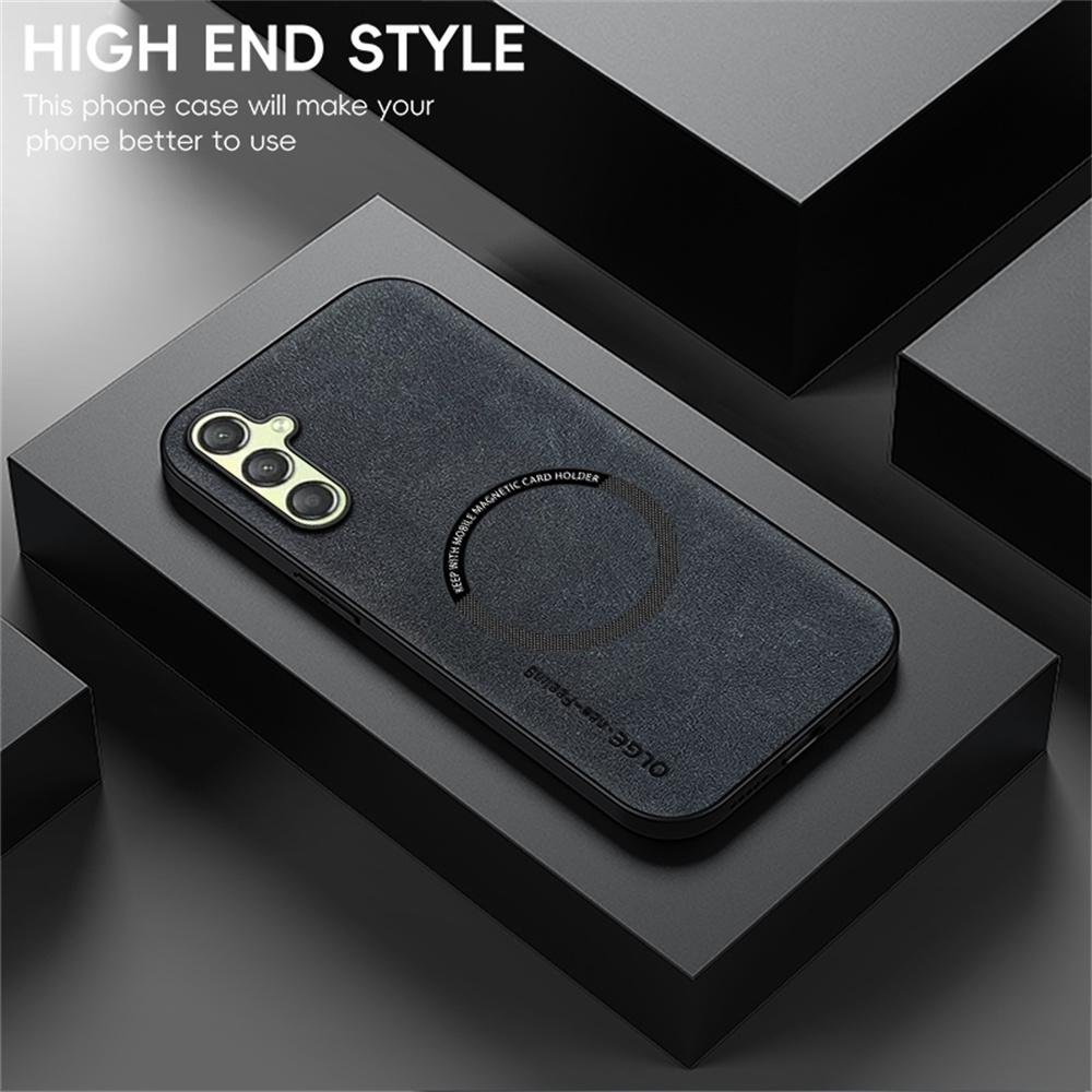 WANLONFENG YBP Series For Samsung Galaxy A25 5G (Global) (161.0mm) Magnetic Case with Tempered Glass Film PU+TPU Phone Cover Large Cutout