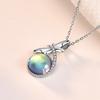 S925 Silver Dragonfly Pendant Necklace with Moonstone for Women