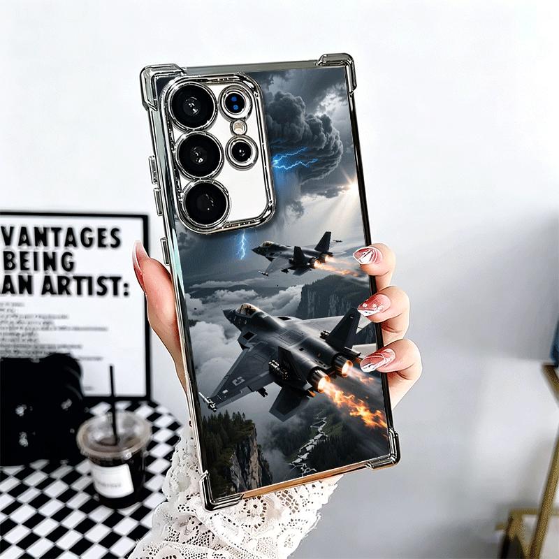 Aircraft Helicopter Formation Plating Phone Case For Samsung Galaxy S24 S25 FE S26 Edge S23 Ultra S22 S21 Plus S20 Anti-Fall Air