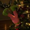 Festive Shaking Leg Decor Christmas Elf Decoration Electric Santa Claus Xmas Tree Party Ornament for Tree cHalf Body Ormament Funny