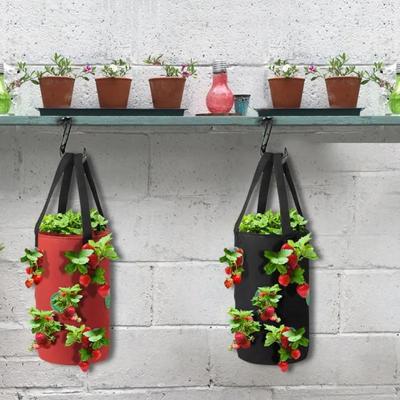 Maceta colgante de fresas de 3 galones, Material de fieltro transpirable, bolsa para cultivo de tomate, bolsas para plantar verduras al revés, 3 uds.