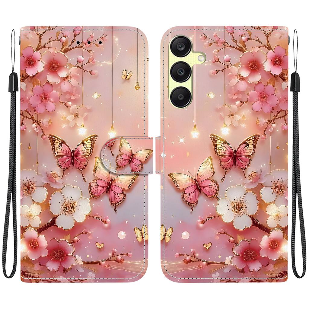 Handmade PU Leather Flip Case for Samsung Galaxy A25 (SM-A256E/A256B)- Anti-Slip Shockproof Cover with Wrist Strap & Heart/Rose Cat Designs