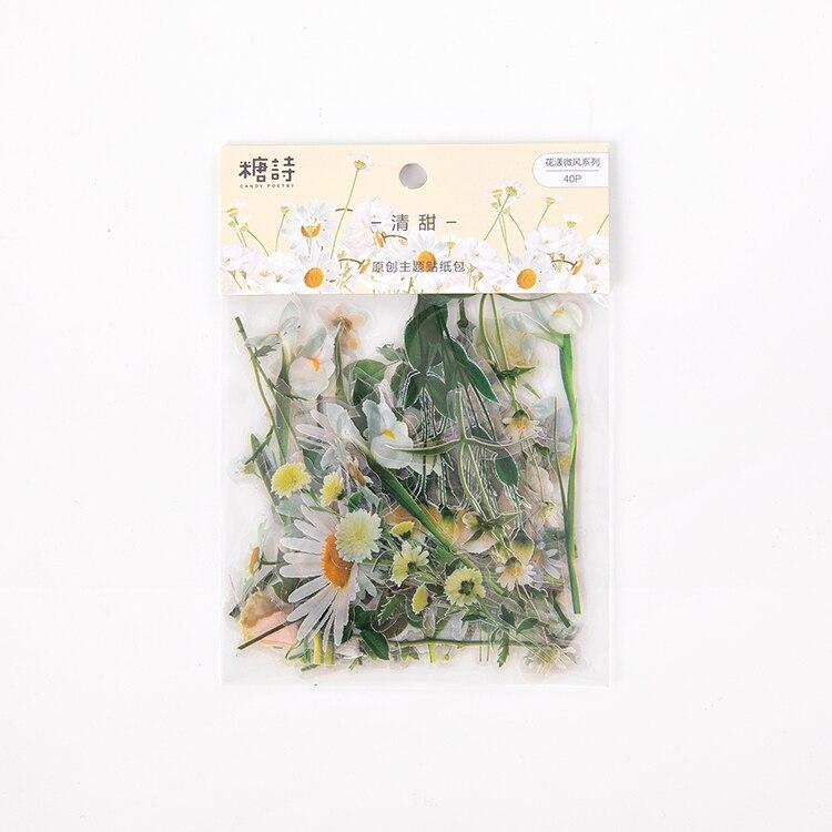 40pcs Flowers Stickers Daisy Deco for Junk Journal Stationery Supplies Stickers Junk Journals Scrapbooking Stickers