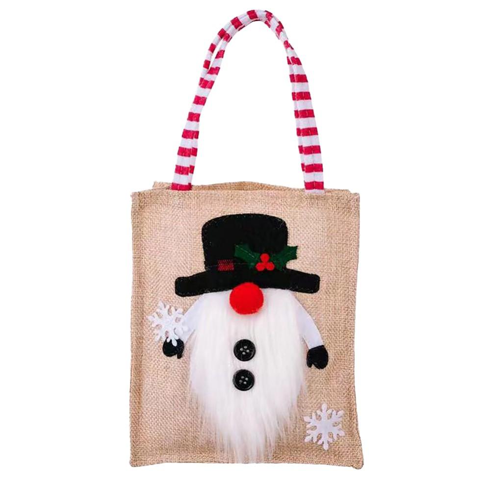 1Pcs Linen Christmas Gift Bag Christmas Candy Cookie Packaging Bag Boxes New Year Party For Snack Present Box Packing Xmas Bags