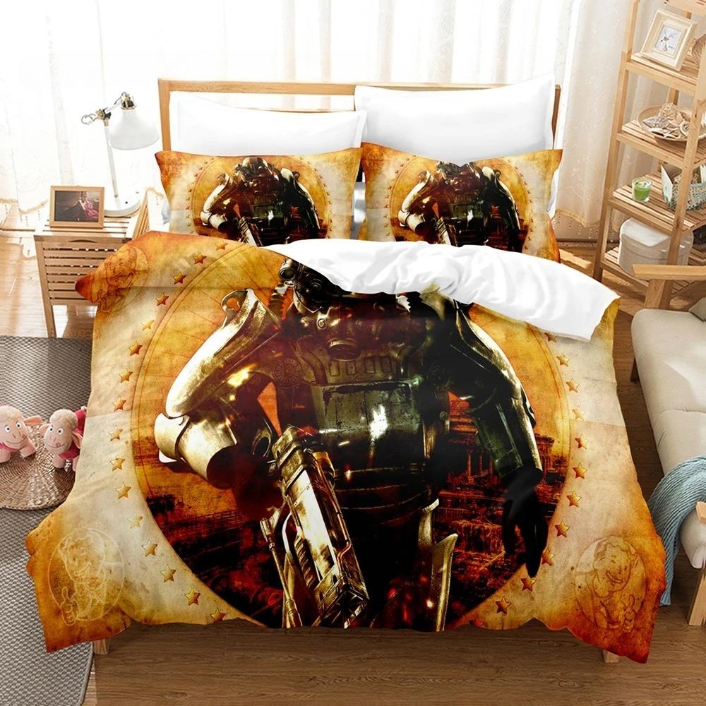 Fallout Vault 33 Bettwäsche-Set Einzelbett Twin Full Queen King Size Bettwäsche-Set Schlafzimmer für Jungen Erwachsene Bettbezug-Sets Anime Bettwäsche-Set Bett