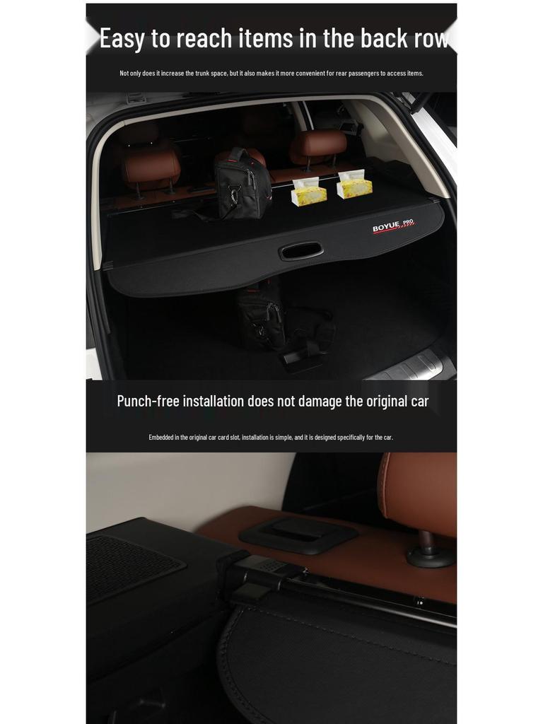 Cargo Cover and Trunk Partition for 24 Geely Models: Boyue L, Atlas, X Bin Yue, Vision X6, Haoyue PRO