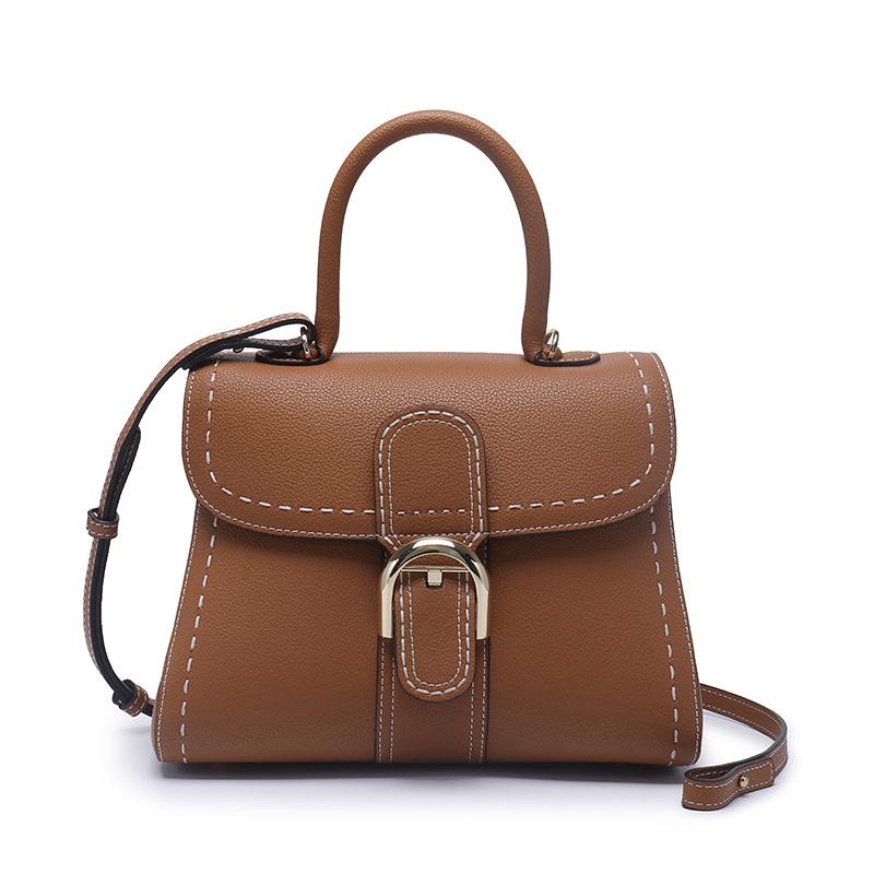 Leather cowhide Belgian new leather horseshoe buckle messenger bag portable messenger women's bag