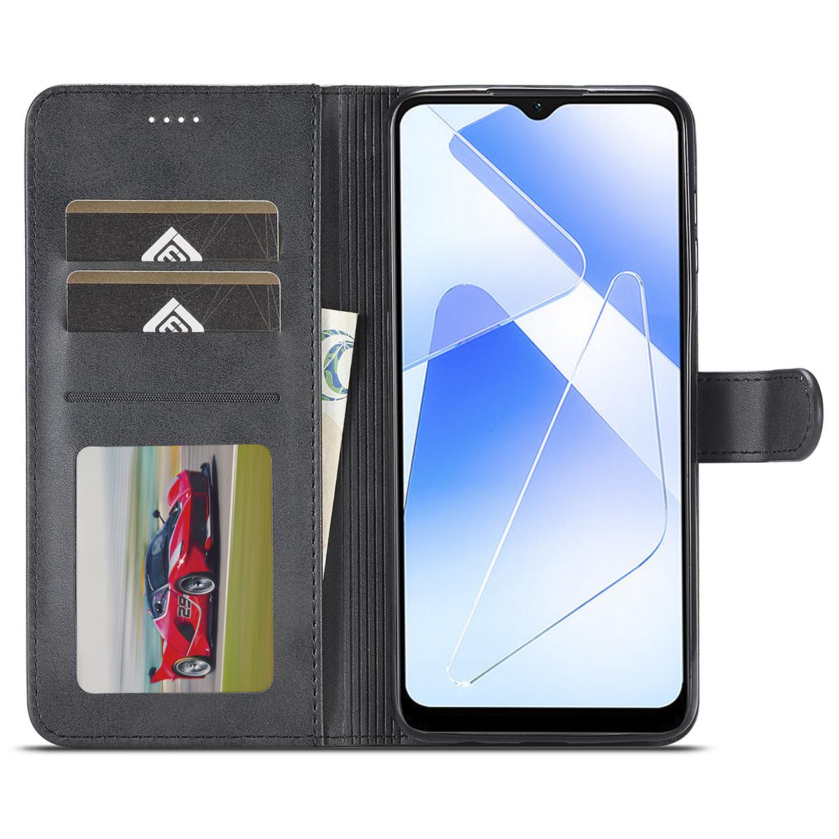 

LC.IMEEKE For Samsung Galaxy A55 5G Phone Case PU Leather Wallet Flip Cover Black