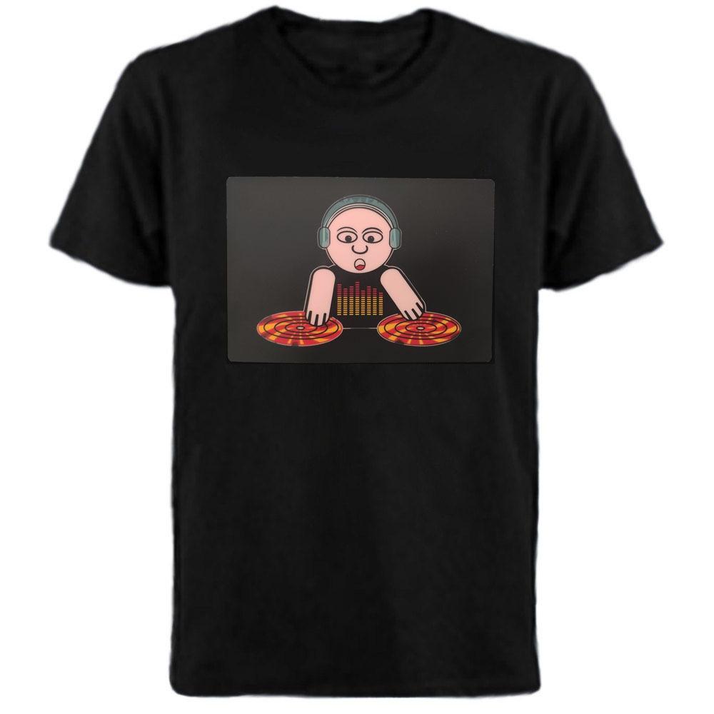 Vendita Calda T-shirt a LED Attivata dal Suono Equalizzatore El T-shirt Equalizzatore Illuminata Verso il Basso T-shirt a LED Lampeggiante T-shirt a LED Attivata dalla Musica