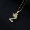 Fashion High-End Crown Letter Necklace Women'S Zircon Pendant Niche Stainless Steel Hip-Hop Pendant Accessories