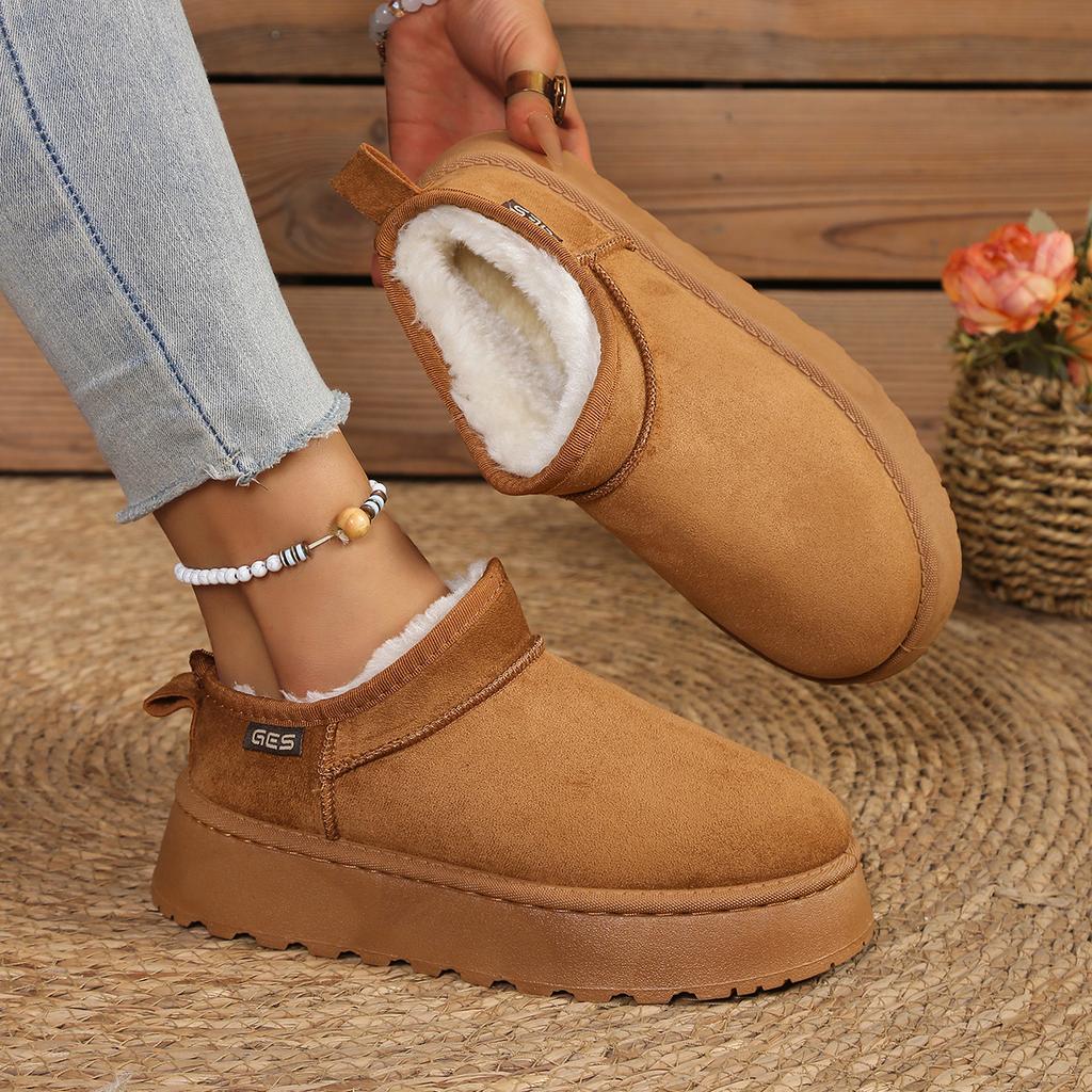 Women's Ankle Boots with Suede Upper and Short Plush Lining. Simple and Versatile Style. Suitable for Casual Wear Snow Boots.