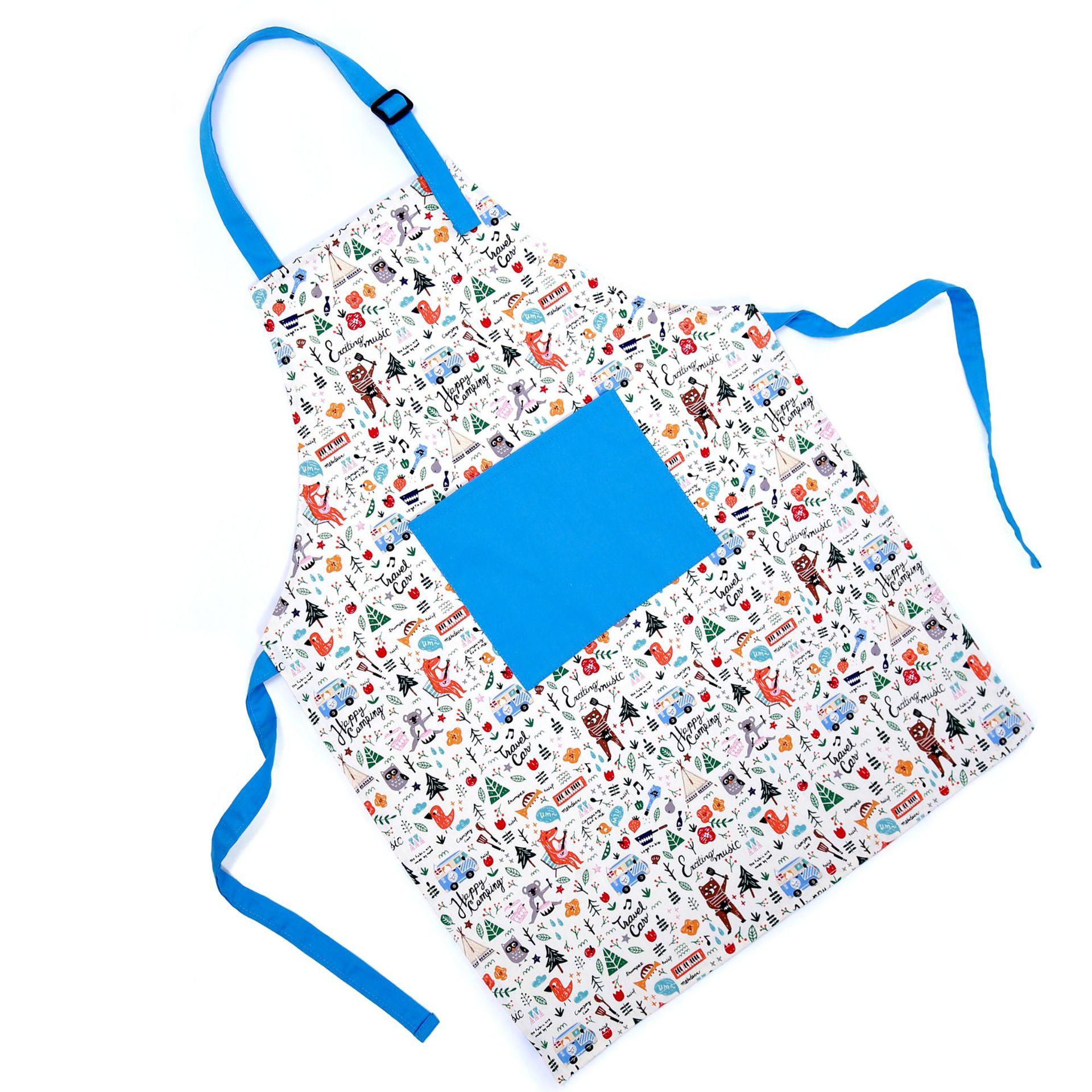 Cartoon pattern cotton home kitchen children s apron chef hat print painting clothes hat