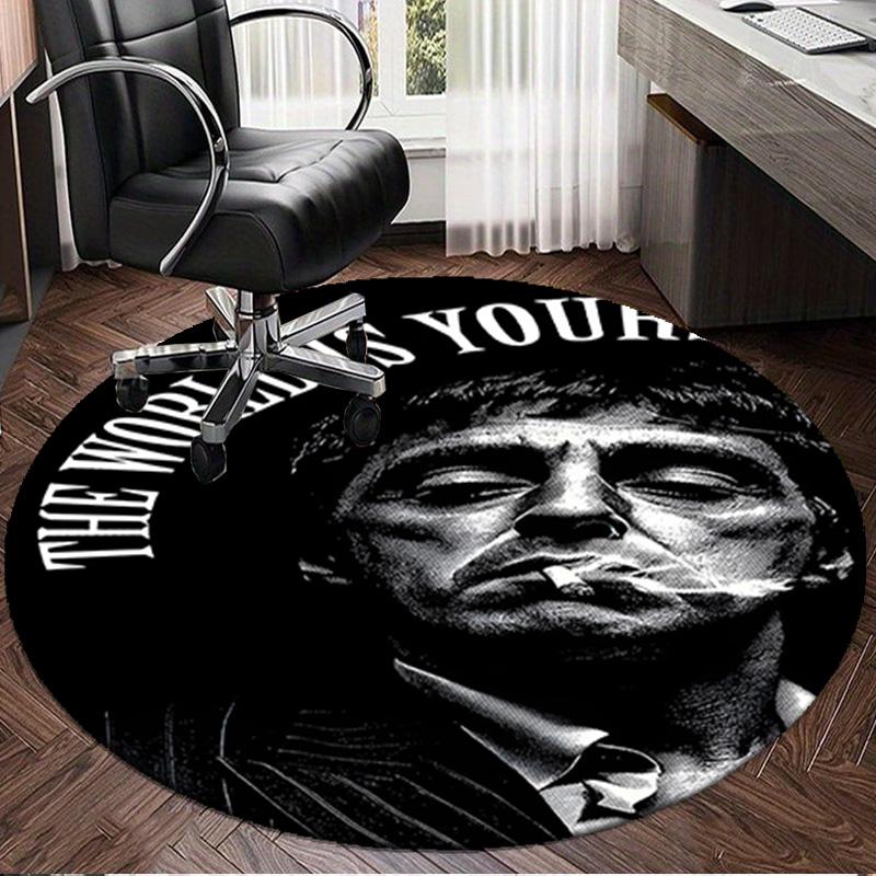 1PC Scar-face: World Is Yours Round Rug, Non-slip Chair Mat, Home Decor, Circle Carpet Perfect for Office, Bedroom, Living Room,Christmas gift