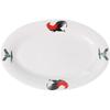 Ceramic Retro Rooster Oval Fish Serving Plate for Microwave & Hotel Use