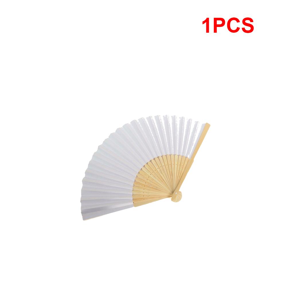 1-10 szt. Weselne wachlarze ręczne Biały papier Bambusowe wachlarze składane Niestandardowe ręcznie malowane DIY Dekoracja wachlarza ręcznego Prezenty malarskie dla dzieci