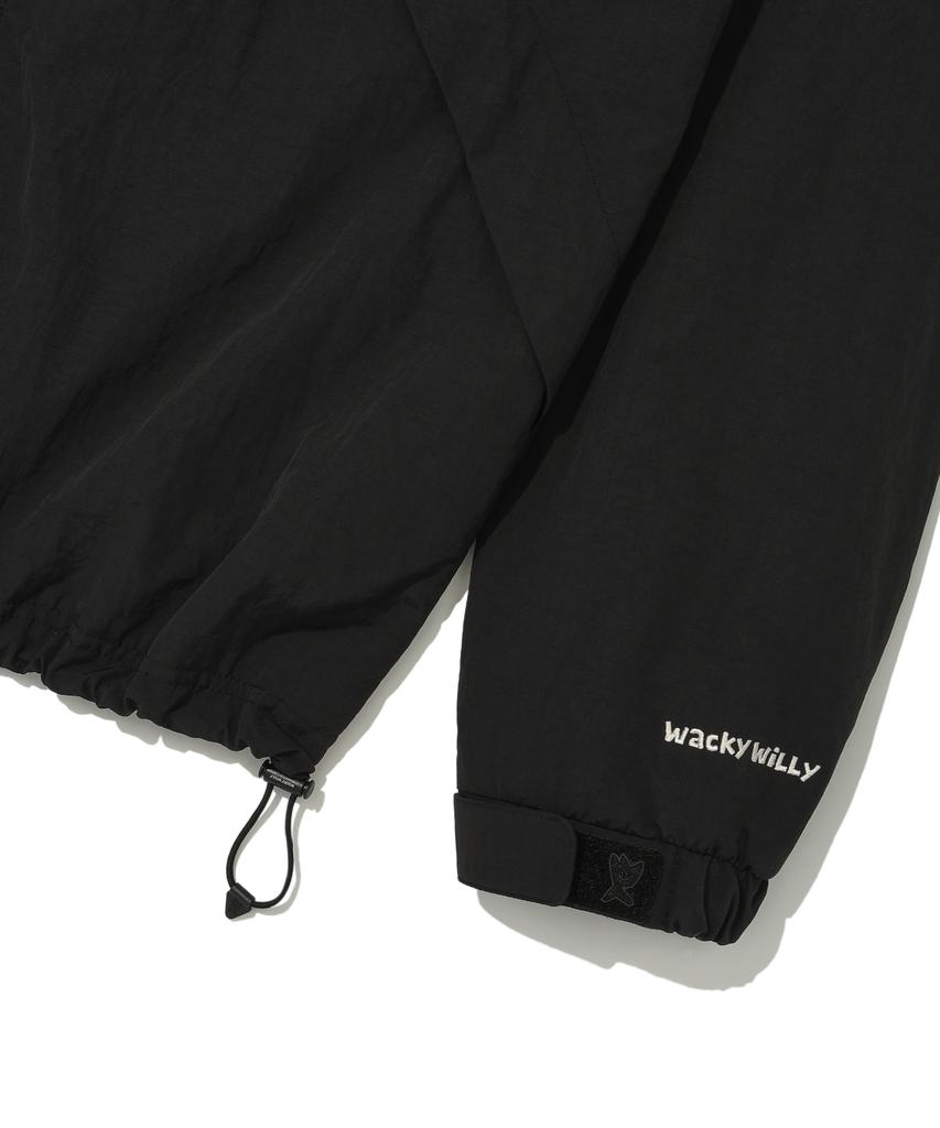Wacky Willy Synthetic Fiber Hooded Windbreaker Black