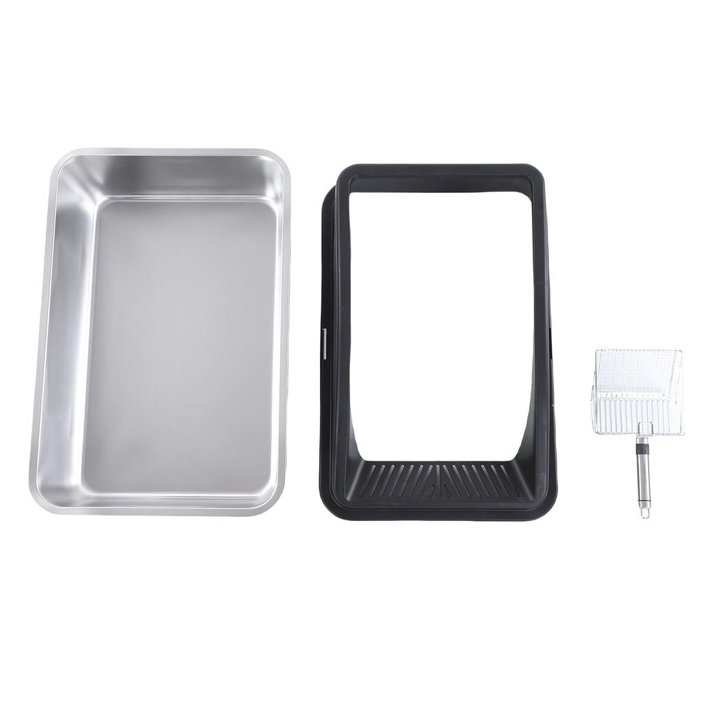 Kedi Kum Kabı Paslanmaz Çelik Çok Fonksiyonlu Geniş Boyut Açık Üst Yükseltilmiş Çit Ev için Kedi Kum Kutusu