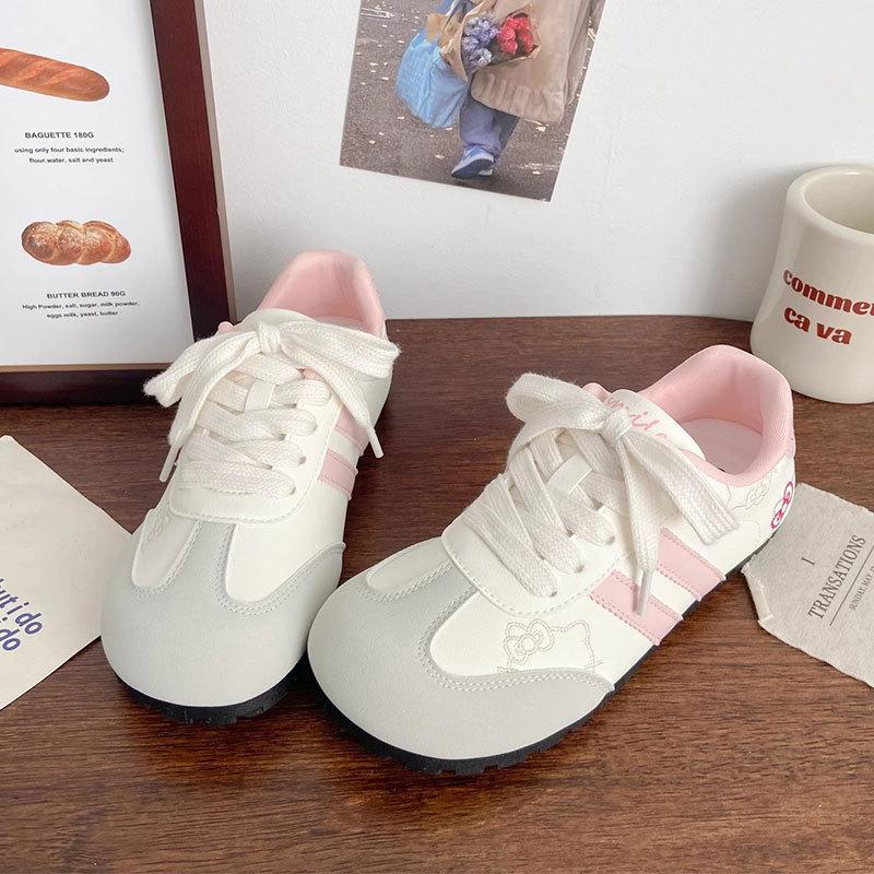Cute KT cat embroidered German training shoes women's new Korean niche chic versatile board shoes casual women