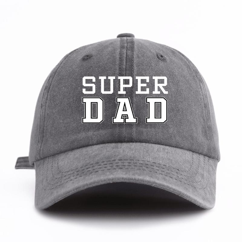 

1 шт. Бейсболка с принтом SUPER DAD, стираная, классическая, повседневная, стильная, винтажная, регулируемый размер, легкая, универсальная, папина кепка для вечеринки Adjustable серый