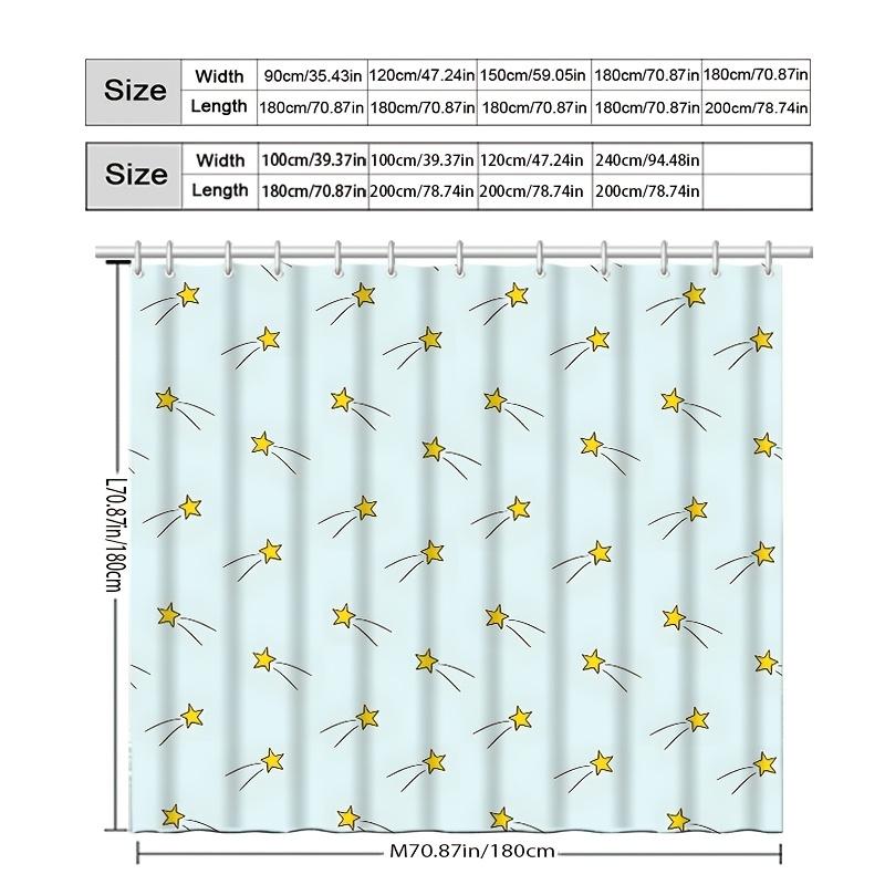 Yellow Shooting Stars Shower Curtain Light Blue Pattern Waterproof Bath Decor Fun Celestial Bathroom Curtains For Kids