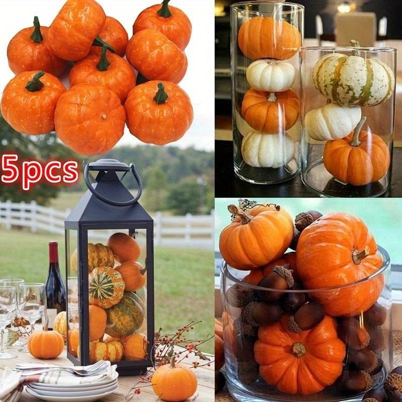 5 PCS Mini Artificial Pumpkins Foam Pumpkins Halloween Decorative Pumpkins Orange Color