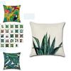 Premium 18'' Green Tropical Plant Pillow Case Cotton Sofa Cushion Cover For Elegant Dcor