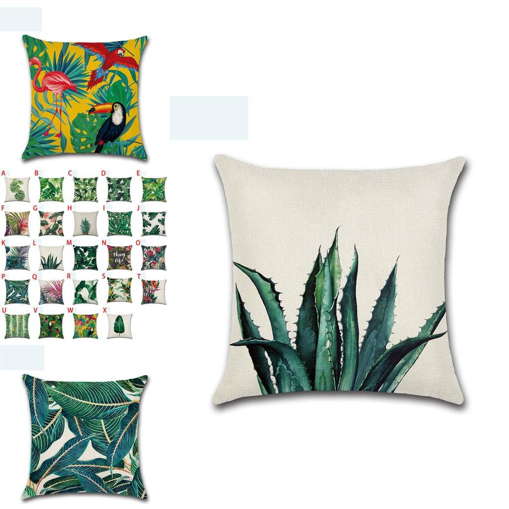 Luxuriöser 18'' Grüner Tropische Pflanze Kissenbezug Baumwolle Sofakissenbezug Dekorativ