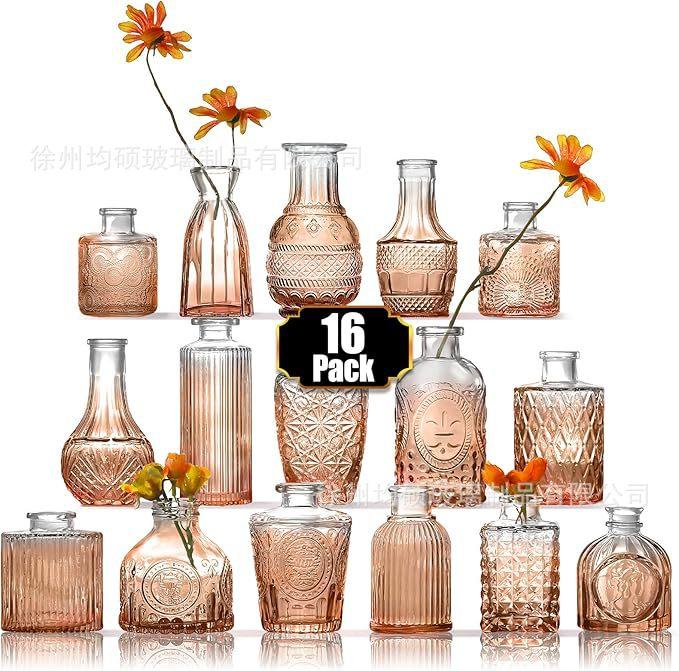 Clear Bud Vases Bulk Small Flower Vases for Wedding Decor Glass Vintage Bottle Set for Centerpieces Home Decor Bottles