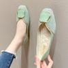 Women's spring and fall soft bottom square head flat single shoes net red shallow mouth gentle shoes
