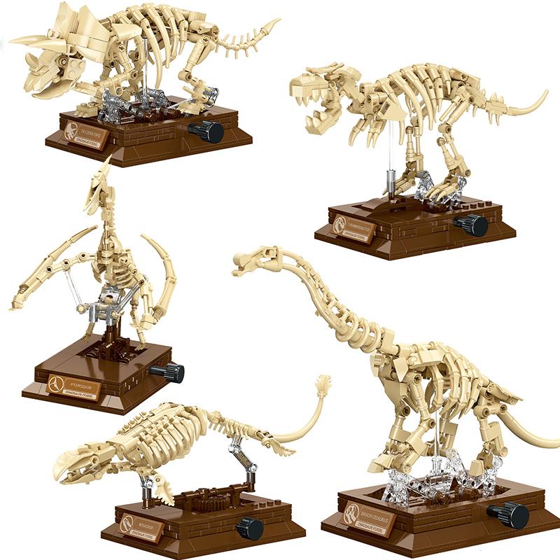Dinosaur Skeleton Fossil Building Blocks Sets Tyrannosaurus Rex Pterosaur Brachiosaurus MOC Creative Educational Toys Gift