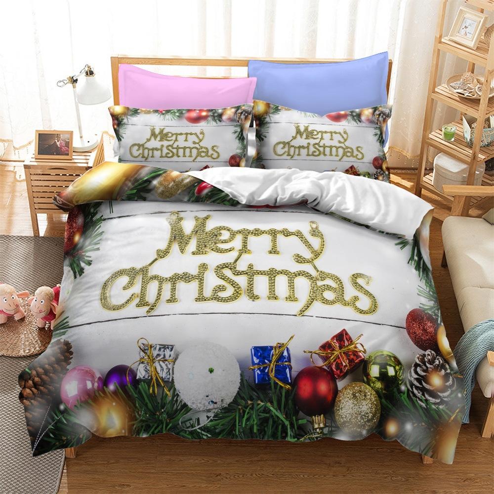 Christmas Series Bedding Three-Piece Home Textile Kit Digital Printing Production