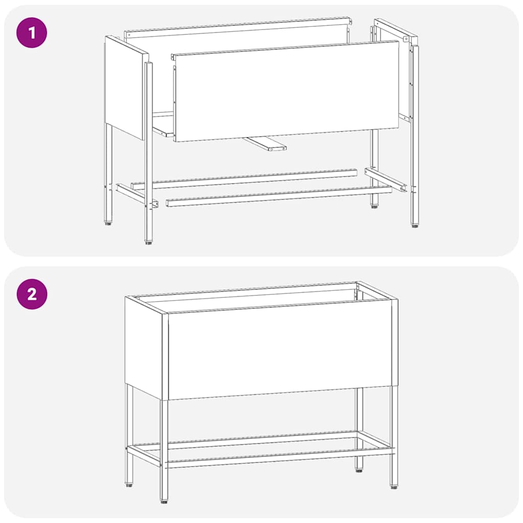 Raised Garden Bed Planter Silver 60 x 26 x 45 cm Galvanized Steel