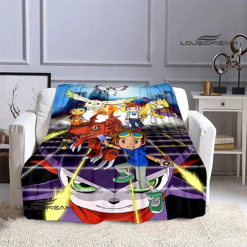 Digimon Cartoon Printing Blanket Flange Warm Blanket Picnic Blanket Home Travel Blanket Bed Linings Birthday Gift