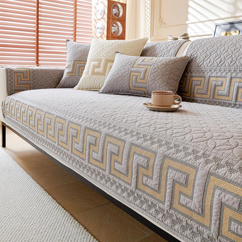 2024 Non-Slip All-Cotton Sofa Cushion Cover for Solid Wood Sofa - Four Seasons Universal Design