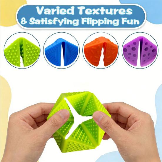 Yousheng 4Pcs Silicone Textured Flip Fidget Toy Quiet Stress Relief Fingertip Flip Sensory Toy Focus Aid Home Office Decompression Desk