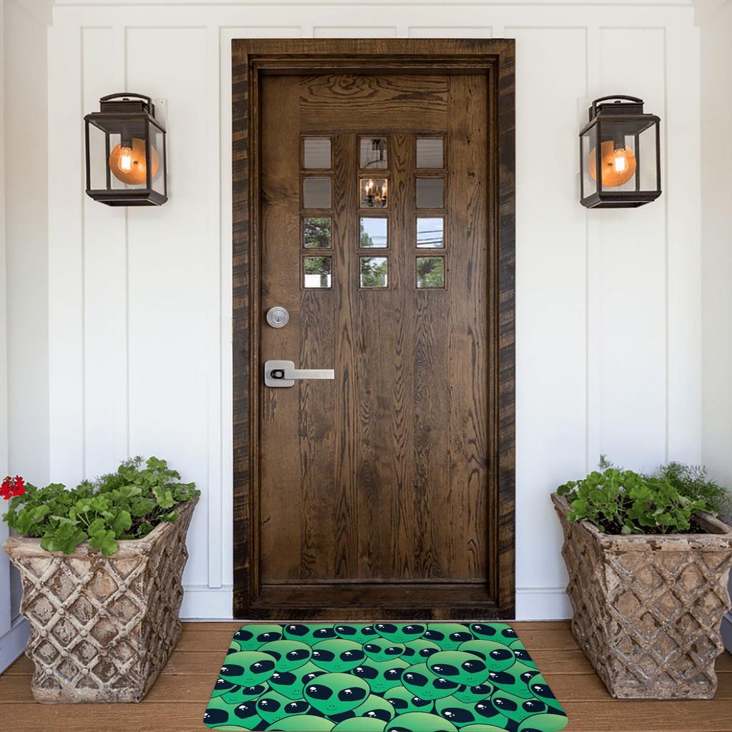 Green Alien Front Floor Door Entrance Mats Indoor  Bathroom Kitchen Doormat Toilet Carpet Rug