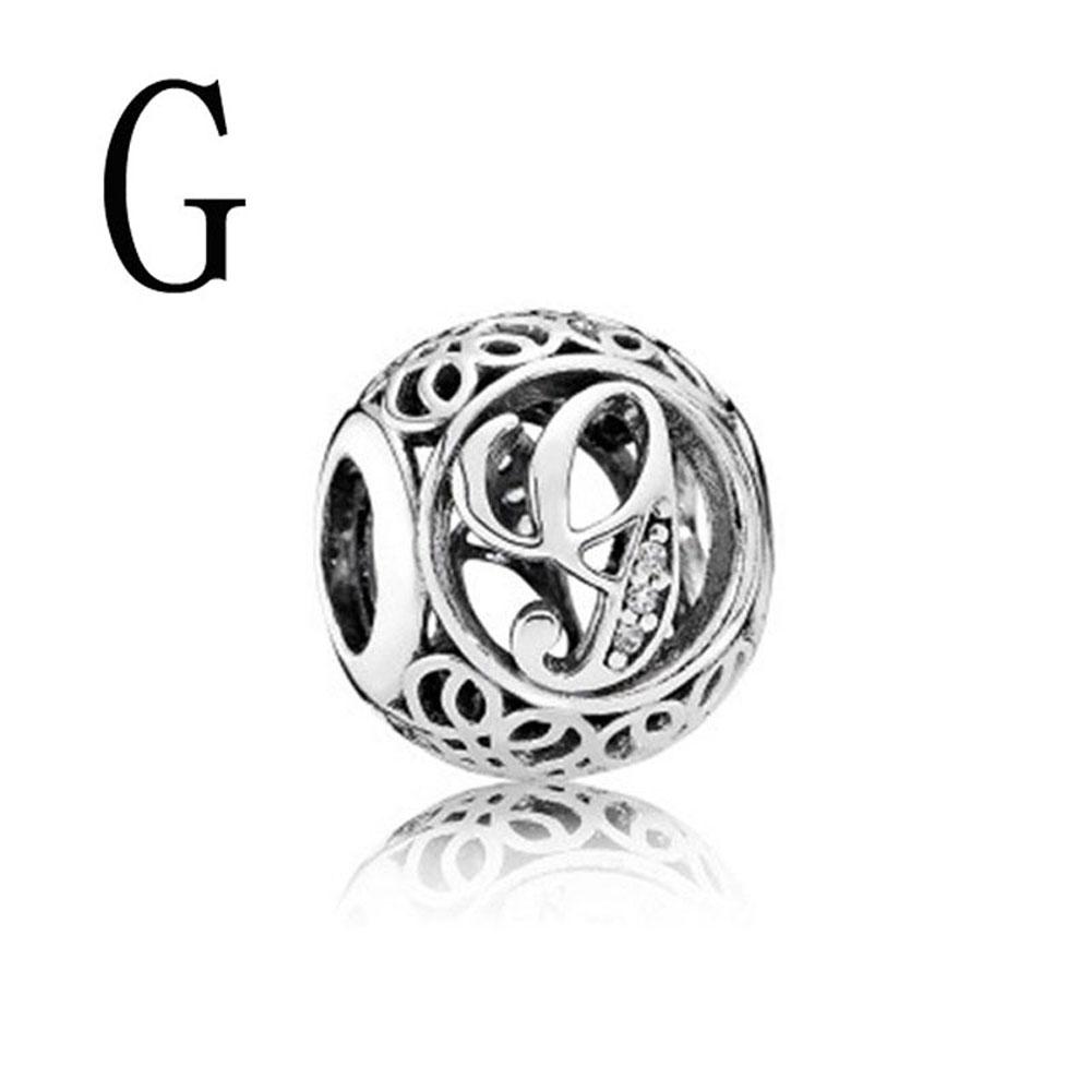 European Plated Copper Fine Round 26 Letter A D H Beads Charm Fit Diy Bracelet For Women Jewelry