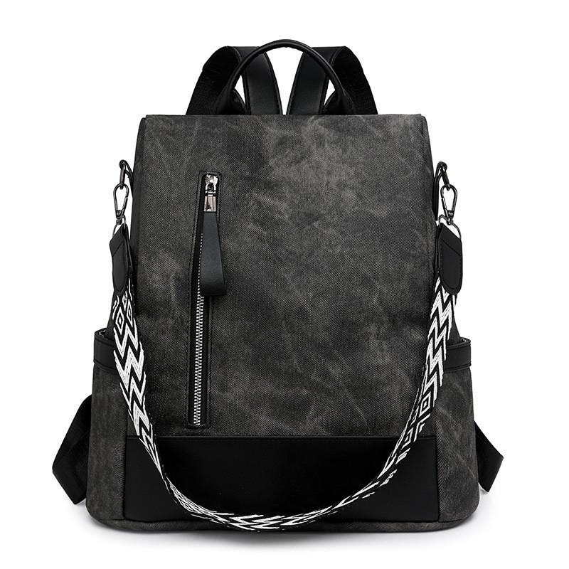 IELGY Backpack Ladies Soft Leather Fashion Anti-theft All-match Large-capacity Travel School Bag