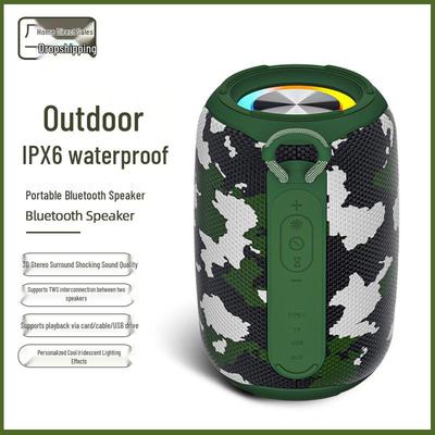 Waterproof Portable Bluetooth Speaker with LED, Card Slot, and Powerful Subwoofer